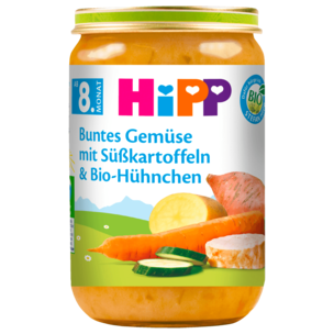 Hipp Buntes Gemüse mit Süßkartoffeln & Bio-Hühnchen 220g